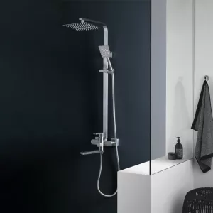 Душевая система MELANA-610307-1 Stello нерж.сталь, с тропическим душем, лейкой и смесителем