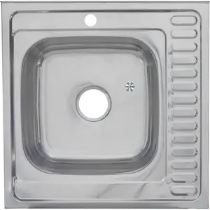 Мойка 6060 L/R MELANA 0,8/180 декор/полированная  накладная  с сифоном