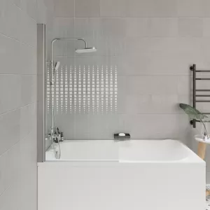 Шторка на ванну F04 PARLY, Цвет стекла: с рисунком, Цвет профиля: Хром, Выбрать размер: 75