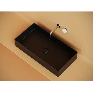 Раковина Ceramica Nova накладная прямоугольная 701*361*130, без перелива, цвет черный матовый