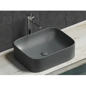 Умывальник чаша Ceramica Nova накладная прямоугольная (цвет Темный Антрацит Матовый) Element 505*380*150мм