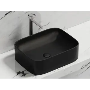 Умывальник чаша Ceramica Nova накладная прямоугольная (цвет Черный Матовый) Element 505*380*150мм