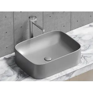 Умывальник чаша Ceramica Nova накладная прямоугольная (цвет Антрацит Матовый) Element 505*380*150мм