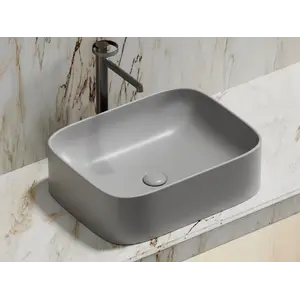 Умывальник чаша Ceramica Nova накладная прямоугольная (цвет Серый Матовый) Element 505*380*150мм