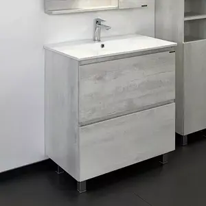 Тумба-умывальник Comforty  Верона дуб белый с раковиной Comforty 75E