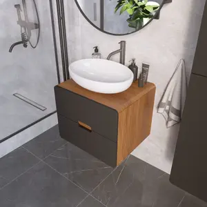 Тумба подвесная 1Marka Vortex  2я орех ноче тортона/монолит найт