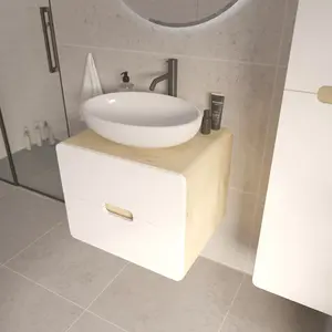 Тумба подвесная 1Marka  Vortex 2я орех лучистый солнечный/супер айс белая