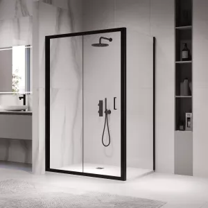 Душевой уголок RGW PA-142B (PA-21B+Z-050-5B) прозрачное/черный, Цвет стекла: прозрачное, Цвет профиля: Черный, Выбрать размер: 900x700