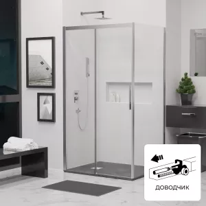 Душевой уголок RGW LE-41 (LE-12 + Z-050-2) прозрачное/хром, Цвет стекла: прозрачное, Цвет профиля: Хром, Выбрать размер: 1000x900