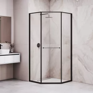 Душевой уголок RGW SV-82B "L/R" прозрачное/черный, Цвет стекла: прозрачное, Цвет профиля: Черный, Выбрать размер: 900x900, Ориентация: левый сдвиг