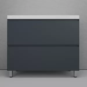 Тумба напольная Style line "Манхэттен 100/80/70/60" ЭМАЛЬ с раковиной ASTI , 2 ящика , PLUS, графит, Выбрать цвет: Графит, Выбрать размер: 100, Внешний вид: с белой раковиной