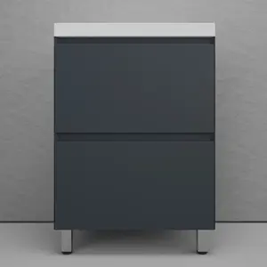 Тумба напольная Style line "Манхэттен 100/80/70/60" ЭМАЛЬ с раковиной ASTI , 2 ящика , PLUS, графит