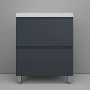 Тумба напольная Style line "Манхэттен 100/80/70/60" ЭМАЛЬ с раковиной ASTI , 2 ящика , PLUS, графит