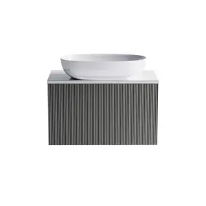 Тумба подвесная с раковиной на столешнице Astra-Form М-40 Slim с 1 ящиком серо-бежевый  матовый