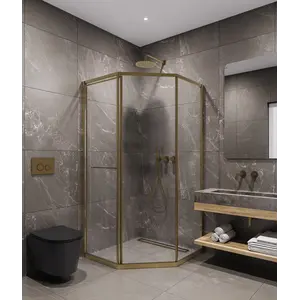 Timo Душевой угол TTSS-100/17C-8L/R раздвиж , проф мат.золото, стекло проз 8 мм