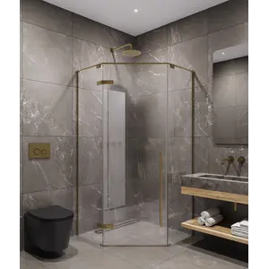 Timo Душевой угол TTSSP-90-100/17C-8, распаш , проф мат золото, стекло проз 8 мм