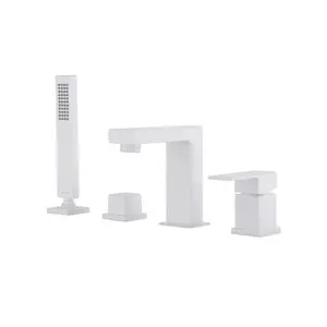 Смеситель ABBER Daheim AF8213W на борт ванны, белый матовый