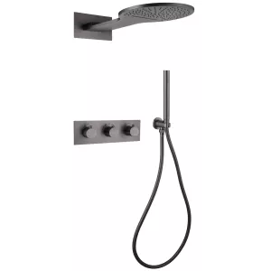 Душевая система ABBER Wasser Kreis AF8151NG скрытого монтажа без излива, термостат, никель, Выбрать цвет: Никель