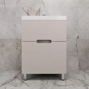 Тумба напольная Style line "Матис " с раковиной ASTI  (2 ящика), КРЕМ, ЭМАЛЬ, Выбрать цвет: Крем, Выбрать размер: 60, Внешний вид: с белой раковиной