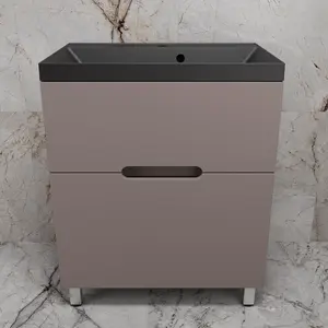 Тумба напольная Style line "Матис " с раковиной ASTI (2 ящика), ТАУП ТЁМНЫЙ, ЭМАЛЬ