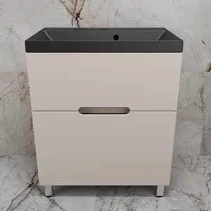 Тумба напольная Style line "Матис " с раковиной ASTI  (2 ящика), КРЕМ, ЭМАЛЬ