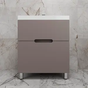 Тумба напольная Style line "Матис " с раковиной ASTI (2 ящика), ТАУП ТЁМНЫЙ, ЭМАЛЬ