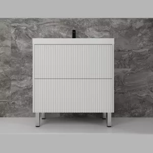 Тумба напольная "Стокгольм 80" с раковиной Classic , (2 ящ.) белый рифленый софт, PUSH, Выбрать размер: 80