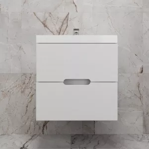 Тумба подвесная "Матис" с раковиной ASTI (2 ящика), Белый матовый, ЭМАЛЬ, Выбрать цвет: Белый, Выбрать размер: 60, Внешний вид: с белой раковиной