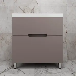 Тумба напольная Style line "Матис " с раковиной ASTI (2 ящика), ТАУП ТЁМНЫЙ, ЭМАЛЬ