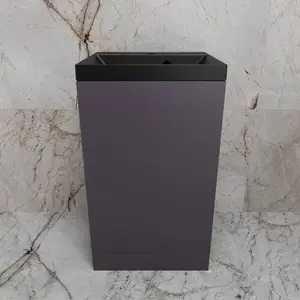 Тумба напольная "МОНО 50" с раковиной ASTI 50, графит нубук