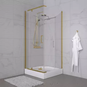 Душевое ограждение  Triton "ТЕРРА-ГОЛД" (низкий поддон) 90х90 квадрат, Цвет профиля: Золото