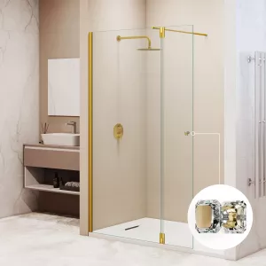 Душевая перегородка RGW WA-054Gb (WA-010Gb + Z-072Gb) прозрачное/золото, Цвет стекла: прозрачное, Цвет профиля: Золото, Выбрать размер: 70