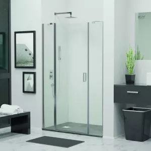 Душевая дверь RGW LE-009 (LE-004 + Z-09), Цвет стекла: прозрачное, Цвет профиля: Хром, Выбрать размер: 130