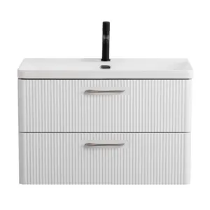 Тумба с раковиной подвесная BelBagno DUE Белый металлик