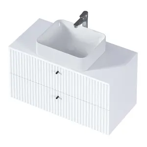 Тумба подвесная 1Marka Desire  2ящика монолит айсберг/найт/эмаль белая