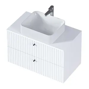 Тумба подвесная 1Marka Desire  2ящика монолит айсберг/найт/эмаль белая