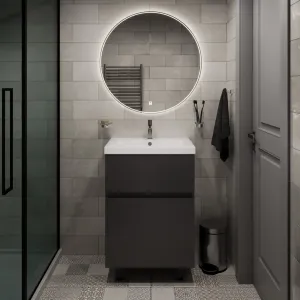 Тумба напольная 1Marka Aris 2ящика, антрацит/монолит дарк, Выбрать цвет: Дарк, Выбрать размер: 60