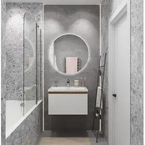 Тумба подвесная 1Marka Aris mini  1ящик, дуб вотан/белый глянец