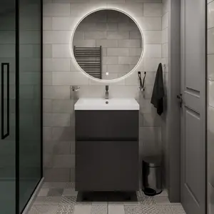 Тумба напольная 1Marka Aris 2ящика, антрацит/монолит дарк