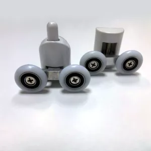 Ролики двойные Acwen для душевой кабины (комплект 2 шт), верх + низ, белые