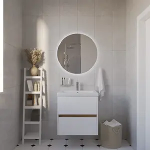 Тумба подвесная 1Marka Veil  2ящика, белая аляска/дуб вотан