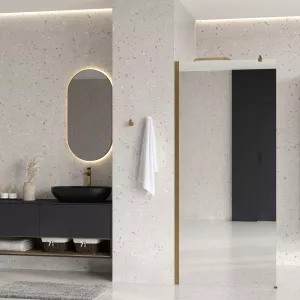 Душевая перегородка WasserKRAFT Rur 30W PG-MR зеркальное/глянц.золото, Цвет стекла: зеркальное, Цвет профиля: Золото, Цвет профиля (вариация): Глянцевое золото, Выбрать размер: 100