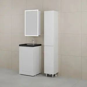 Тумба напольная "БАТЛЕР" (1 ящ.) с раковиной ASTI 50 Люкс антискрейтч белый глянец PLUS