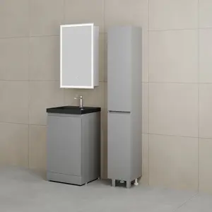 Тумба напольная "БАТЛЕР" (1 ящ.) с раковиной ASTI 50 Люкс антискрейтч серый PLUS
