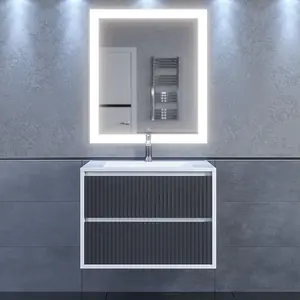 Тумба подвесная  Uperwood Next Premium  белая/графит, 1/2 ящика