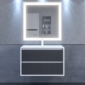 Тумба подвесная  Uperwood Next Premium  белая/графит, 1/2 ящика