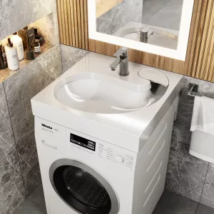 Раковина над стиральной машиной Uperwood Comforty 60х60х11 см, белая глянцевая, Выбрать цвет: Белый