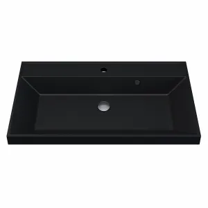 Раковина для ванной  Uperwood Classic Quartz, кварцевая, черная матовая, уголь, Выбрать цвет: Уголь, Выбрать размер: 80