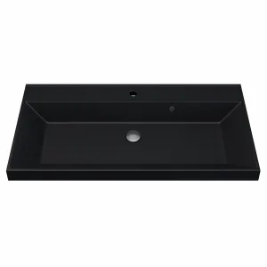 Раковина для ванной  Uperwood Classic Quartz, кварцевая, черная матовая, уголь, Выбрать цвет: Уголь, Выбрать размер: 90