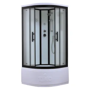 Душевая кабина четверть круга Timo Standart  T-6600/6690 Black высокий поддон, Цвет стекла: матовое, Выбрать цвет: Черный, Выбрать размер: 100х100, Комплектация: без гидромассажа